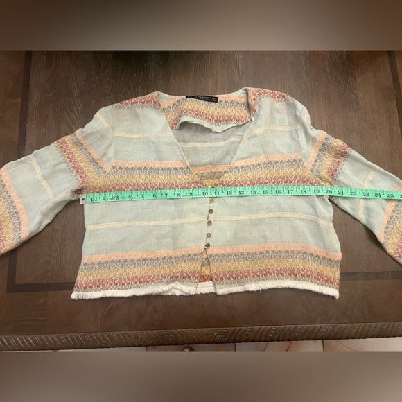 Zara Women's Boho Style Cropped Top Blouse Bleizer Jacket Multicoloured Size M - Picture 7 of 7
